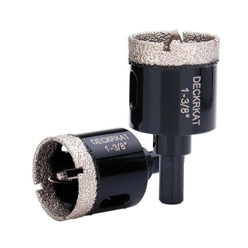 DECKRKAT 1-3/8 Inch Diamond Hole-Saw Bits with Pilot Drill Bit - 2pc 1-3/8" Diamond Tipped Tile Hole Saws with Guiding Bit Accurate Drilling for Porcelain Tile Ceramic Pottery Granite Stone Glass Bottles 35mm - Image 1